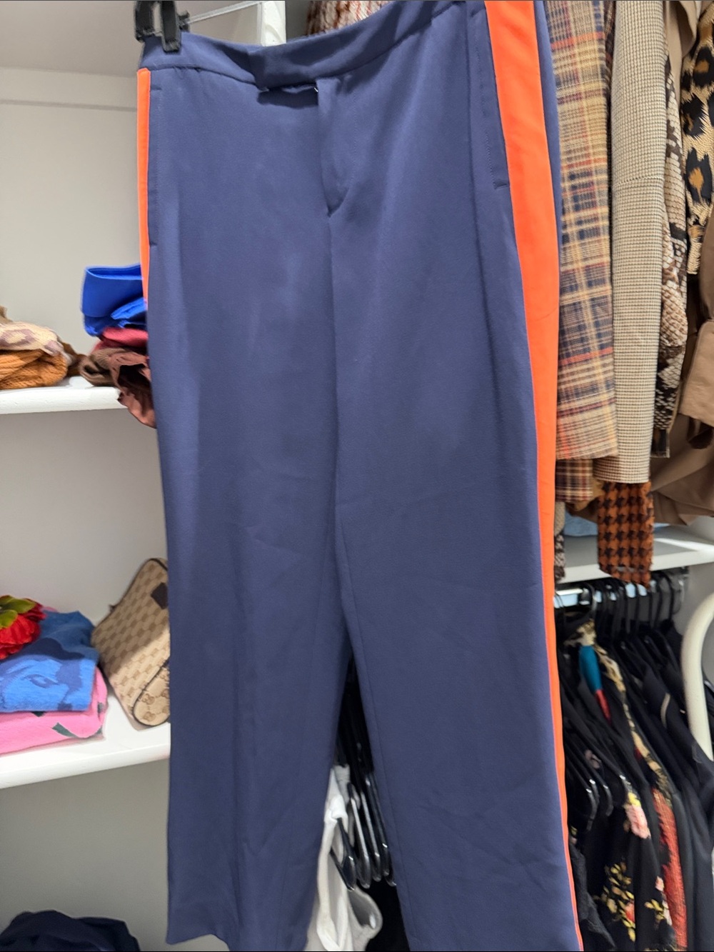 Rag & Bone Navy Trouser Pants with Orange Side Stripe